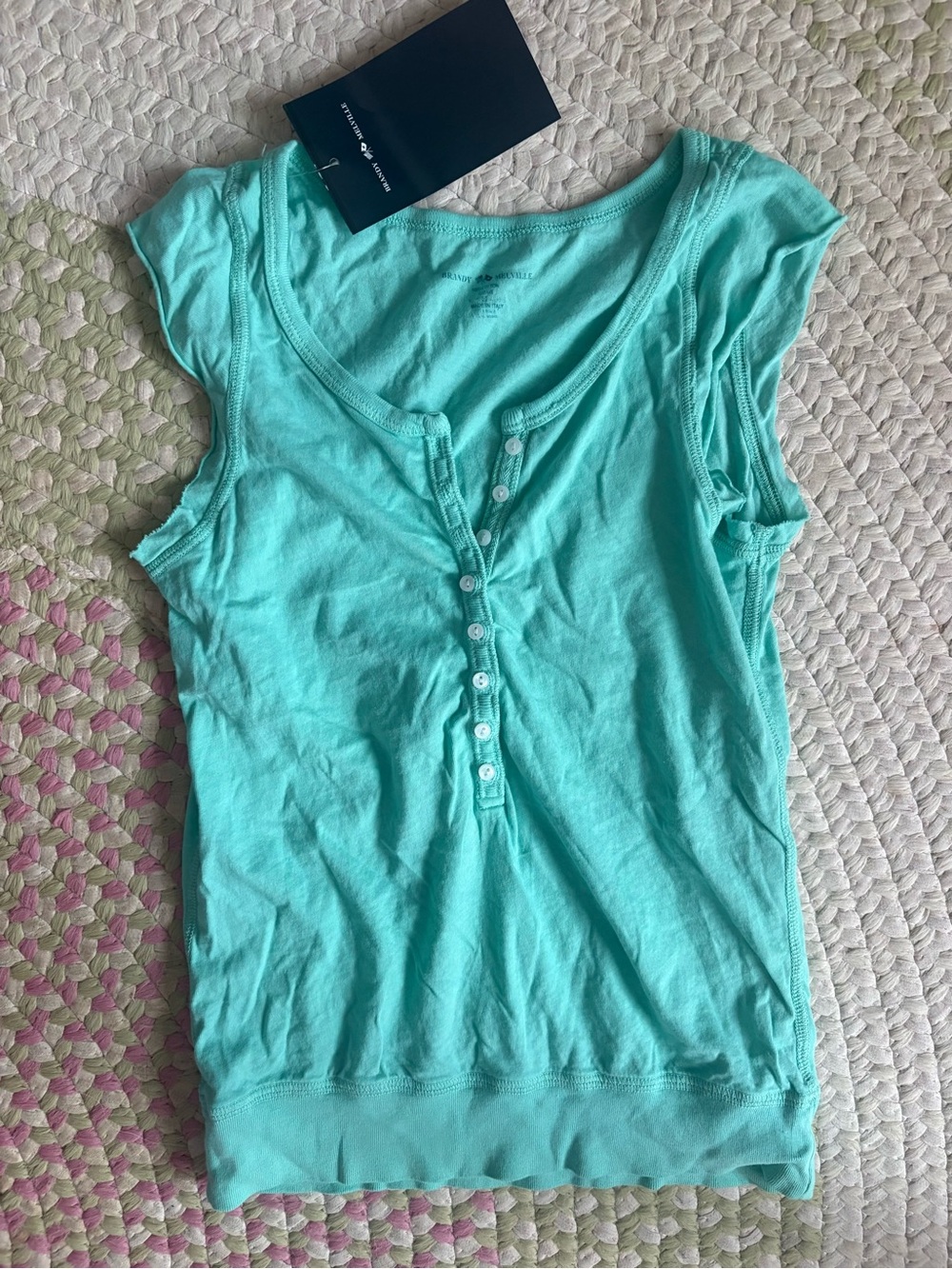 Brandy Melville Mint/teal/sea foam green Green Button-Front Cap Sleeve Top